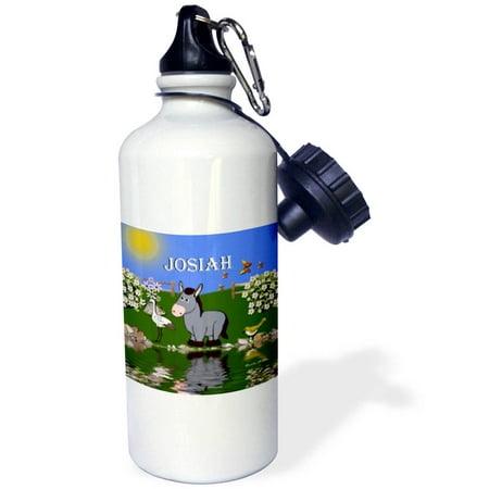 

Decorative donkey and bird art design for children - personalized with the name Josiah 21 oz Sports Water Bottle wb-50109-1