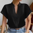 thumbnail image 3 of Birdeem Hauts Unis pour Femmes T-Shirts à Boutons Col en V Blouse, 3 of 8