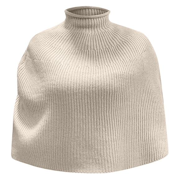 Fgnfyis Women Autumn Winter Casual Fashion Knitted Turtleneck Cape Shawl Knitted Waist Coat Warm Cover Up Beige
