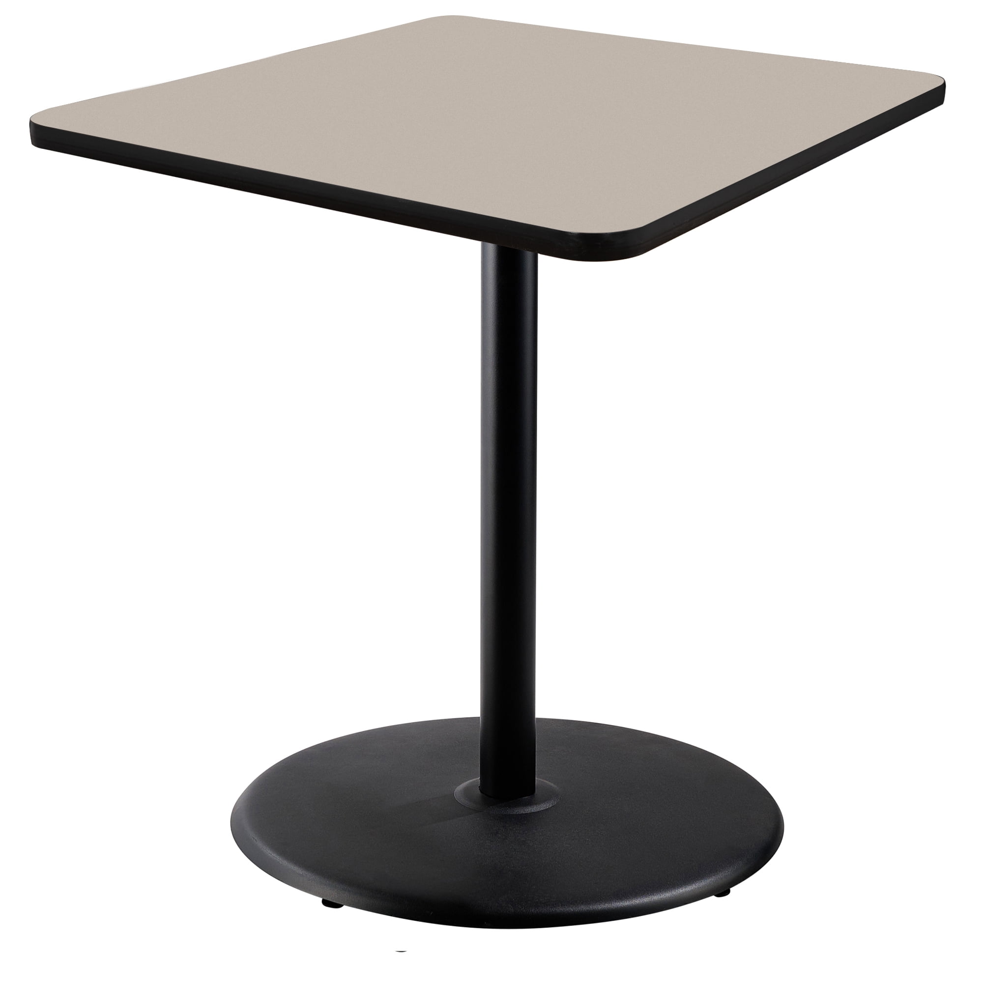 Hampden Furnishings Bennet Collection Steel Frame 36" Square Top, Round Base, 42" Height, Cafe Table, Black Frame/Grey Nebula Top