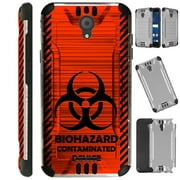 WORLD ACC Silver Guard Compatible with Cricket Icon | AT&T Radiant Core Case Slim Hybrid Phone Cover (Red Biohazard)
