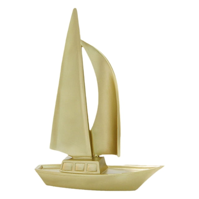 Escultura de velero minimalista de resina para el hogar, figura decorativa artística. Oro