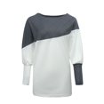 thumbnail image 5 of Charmo Women's Colorblock Off The Shoulder Long Sleeve Oversized Pullover Sweater Knit Jumper Tunic Tops, 5 of 5