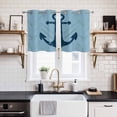 thumbnail image 2 of 2 Panels Kitchen Tier Curtains 39 Inch Length, Anchor Coastal Grommets Window Treatment Curtain, Nautical Navy Blue Ocean Summer Thermal Curtains Drapes for Living Room/Bathroom, 2 of 9