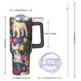 thumbnail image 2 of OBREWU French Bulldog Dog and Flower Tumbler with Handle and Lid,French Bulldog Dog and Flower 40oz Double Wall Vacuum Insulated Tumbler,Cups Gift for Women and Men, 2 of 7