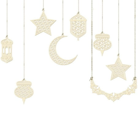 

1111Fourone Eid Mubarak Pendant Festival Party Decor Supplies Smooth Nontoxic Home Decoration for Doors Windows