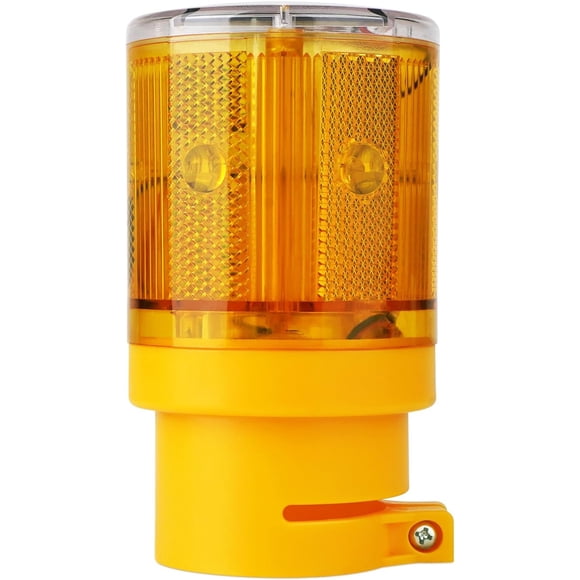 YISITIAN Lampe Solaire Stroboscopique LED Clignotante Sécurité Construction Barricade de Route Signal Automatique de Véhicule Lampe Étanche Allumage Automatique (Jaune) CA919-0173