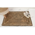 thumbnail image 4 of Rectangle Rug Natural Jute Rug Hand Braided Beige and Black Color Rounding Line Pattern Area Rug, 4 of 5