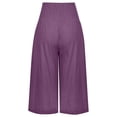 thumbnail image 3 of Capreze Capri Pants for Womens Loose Capris Palazzo Wide Leg Pant Summer Casual Solid Color Baggy Crop Trousers Purple S, 3 of 4