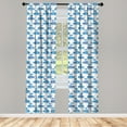 thumbnail image 3 of Ambesonne Nautical Window Curtains, Abstract Fish Design Sea, Each 28" W x 63" L, Sea Blue Pale Blue, 3 of 3