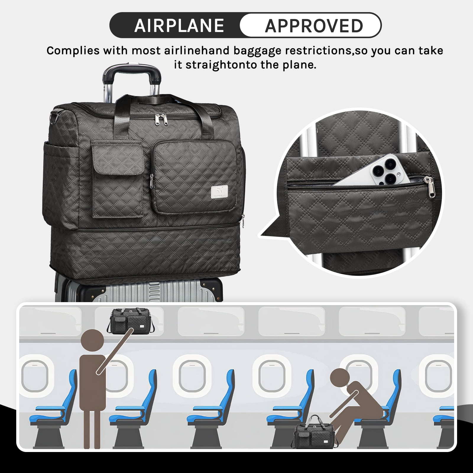 Joyway 2-Piece Expandable Foldable Duffle Bag Set with Wet Pocket and Shoe Compartment, Waterproof Travel and Gym Bags for Men & Women