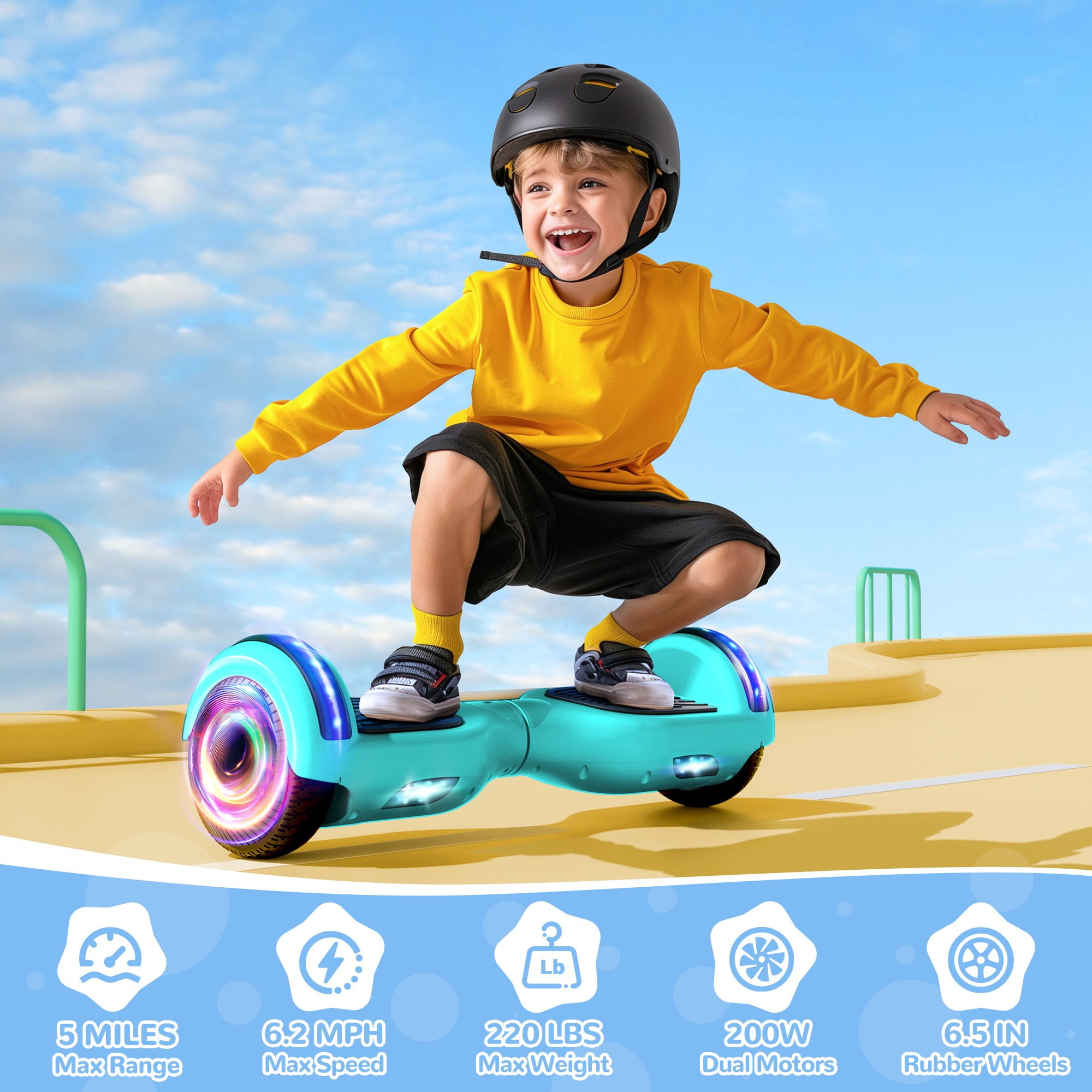 LIEAGLE Hoverboard 6.5 Self Balancing Electric Scooter 24V HoverBoard with Lights for Kids Adults Walmart