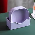 thumbnail image 3 of Tunhigl 5-Piece Set of Eco-Friendly Snack Plates with Holder - Disposable Plastic Dessert, Fruit, and Nut Trays for Home, Picnics, and Parties Purple, 3 of 4