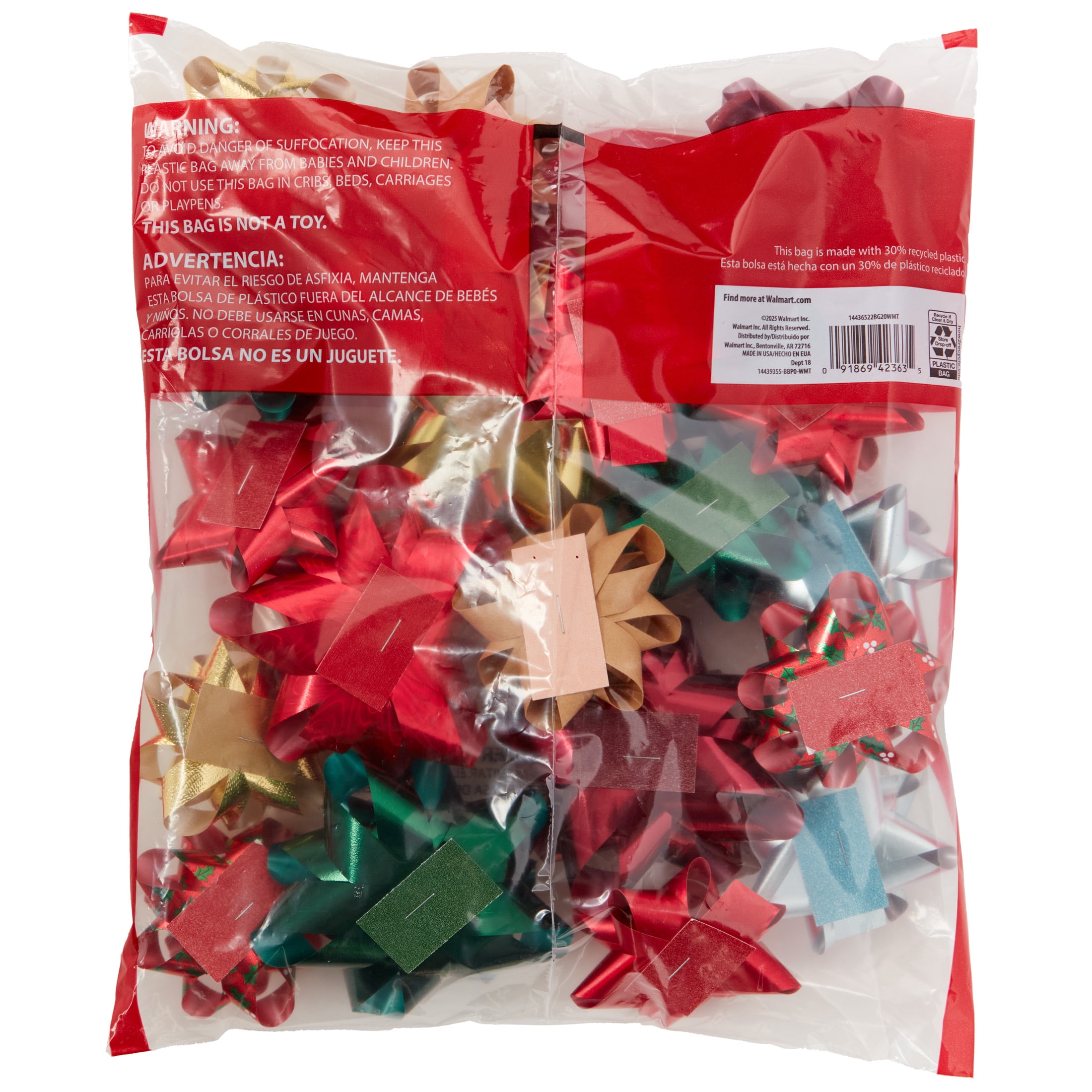 Multicolor Heritage Holiday Christmas Assorted Gift Bows Bag, 20 Count, by Holiday Time