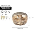 thumbnail image 5 of Antique Boho Farmhouse Flush Mount Ceiling Light Fixture, 3-Light Wood Bead Chandelier for Hallway Bedroom Foyer Kitchen Living Room Beige, 5 of 8