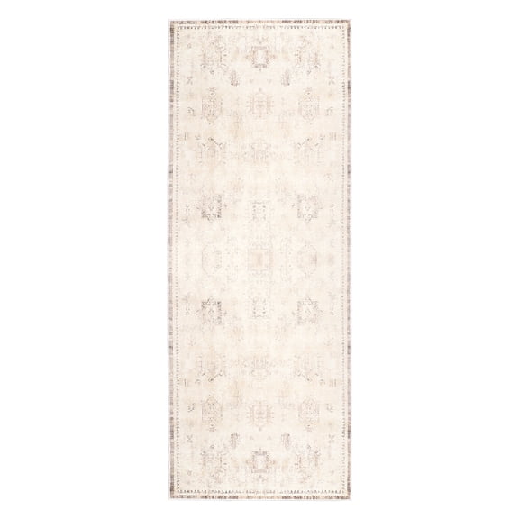 Lr Home Brooke 2' x 5' Beige Tribal Waterproof Non-Slip Machine Washable Indoor Area Rug