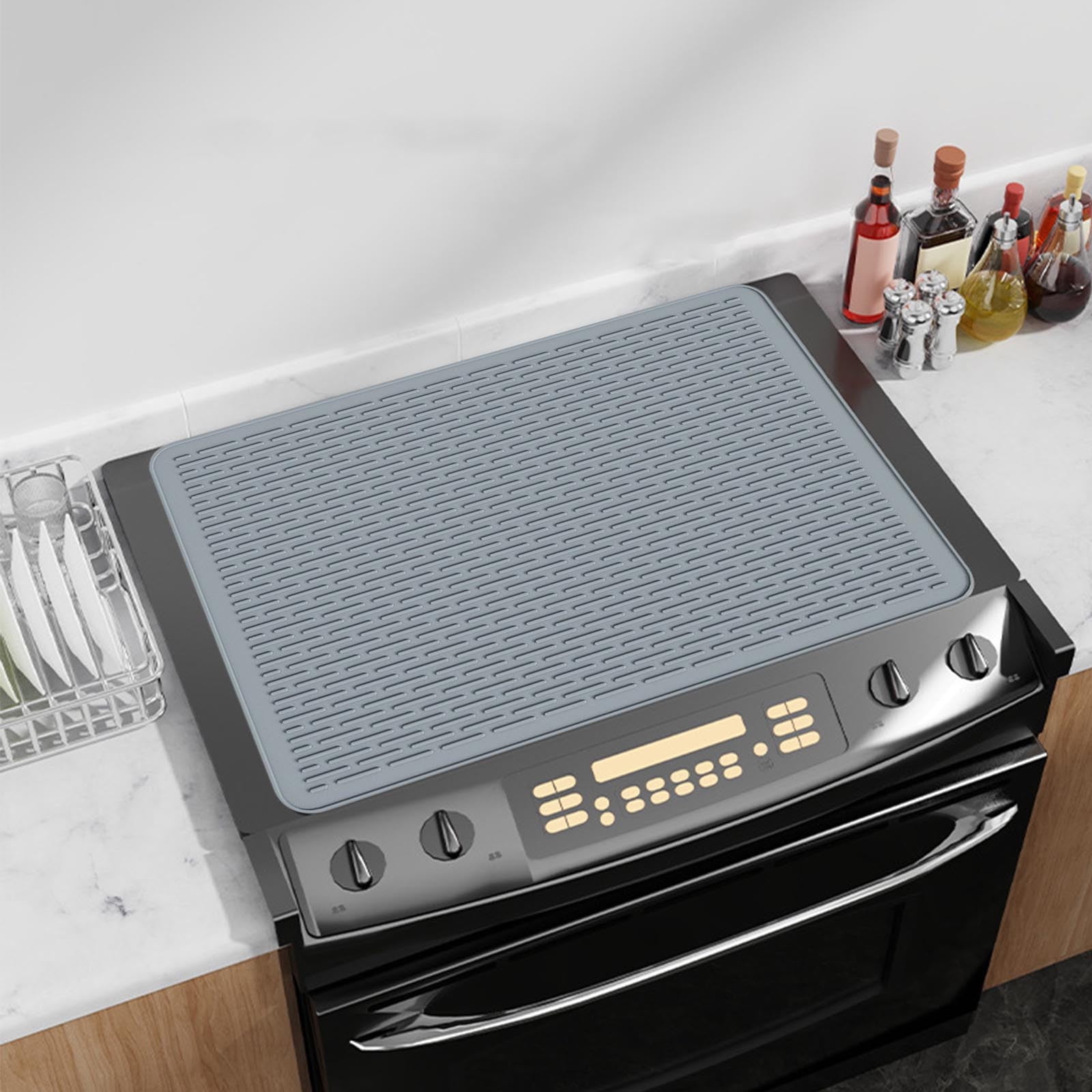 Silicone Stove Top Cover – Heat Resistant Stove Mat for Glass Cooktop, Non Slip Kitchen Counter Protector & Dish Drying Mat for Electric Stove Protection
