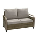 thumbnail image 6 of INTER HUT Modern Wicker Patio Sofa, Rattan Outdoor Loveseat Sofa, 2 Seat Loveseat, Brown/Gray, 6 of 9