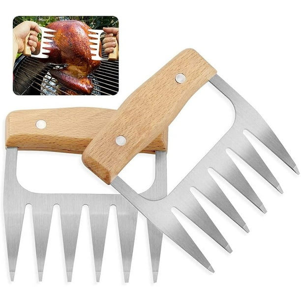 Griffes d'ours pour barbecue, griffes de viande, griffes d'ours pour  barbecue, griffe de viande en acier inoxydable, fourchettes de manutention  de viande pour barbecue, griffes de déchiquetage de porc effiloché (2  pièces) 