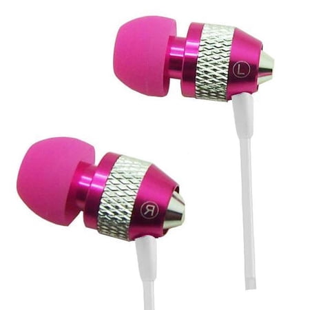 Super Bass Noise-Isolation Metal 3.5mm Stereo Earbuds/ Headset/ Handsfree for Sony Xperia 1 IV 10 IV  Pro-I  10 III Lite  1 III  5 III 5 II  1 II  10 II  L4  5  1  10  10 Plus  L3 (Hot Pink) - w/ Mic
