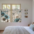 thumbnail image 3 of Teal Tulip Butterfly Kitchen Curtain for Berdoom Living Room Cafe 45 Inch Length, Beige Turquoise Floral Farmhouse Wooden Tiers Curtains Light Filtering Drapes Window Treatment 2 Panels 52"Wx45"L, 3 of 8