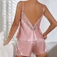 thumbnail image 6 of Bxsruta Women's Satin Cami Pajama Set V Neck Lace Trim Camisole Top Adjustable Spaghetti Straps Shorts Soft Breathable Comfortable Sleepwear Loungewear for Home Vacation Daily Wear, 6 of 7