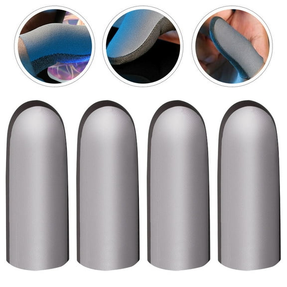 Pawsdot 2Pairs Plated Silver Thumb Sleeves Finger Covers Anti Slip Breathable Gaming Finger Protectors for Mobile
