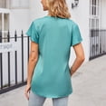 thumbnail image 2 of Jdlsppl Women's V Neck Blouse Short Sleeve Shirt Soft Loose Fashion T Shirt Cool Satin Thin Lightweight Cap Sleeve Green XX-Large, 2 of 4