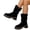 Black, variant on Mid Calf Boots for Women Flat Casual Round Toe Fashion Calf High Boot Buckle Dressy Fall and Winter Low Heeled Womens Boots.