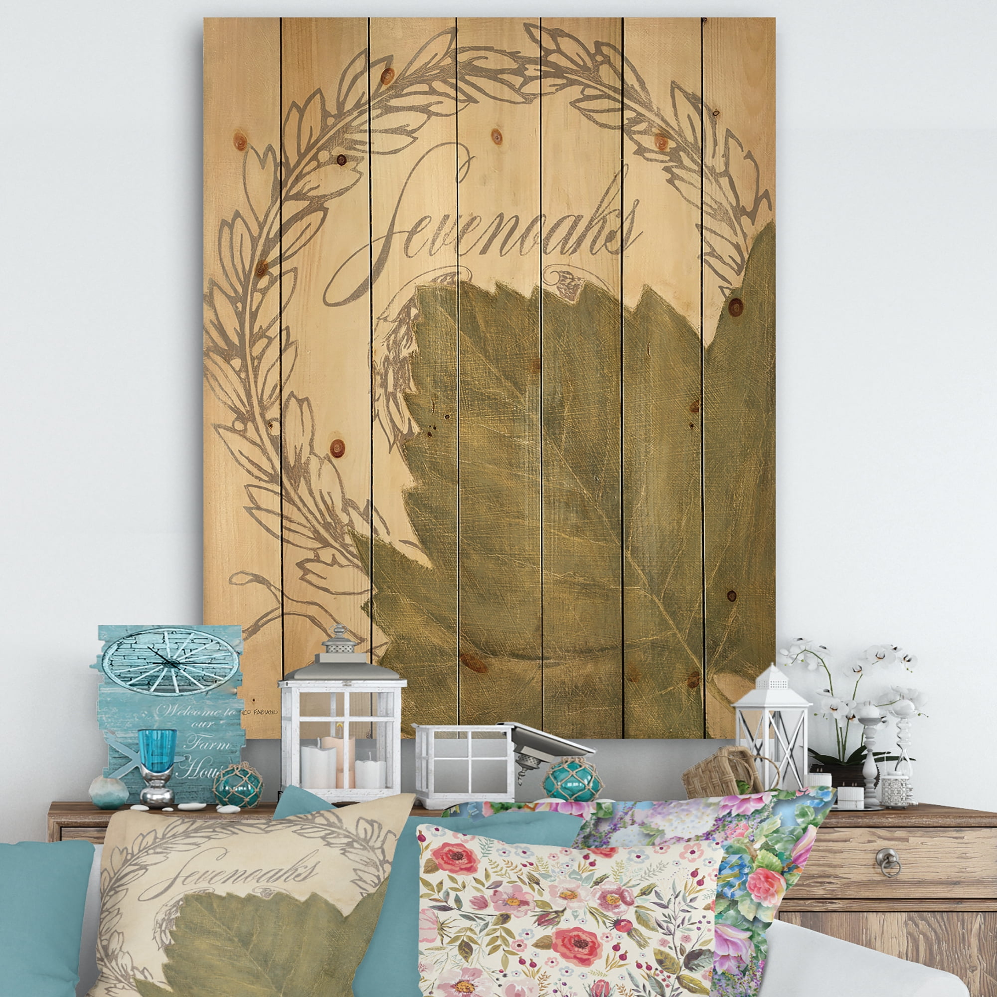 Designart 'French Chateau White Wine I' Food and Beverage Print on Natural Pine Wood