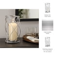thumbnail image 6 of Sculptural Metal Hurricane Candle Holder for Table Centerpiece - Decorative Pillar Candlestick Holder for Home Decor Accents - Elegant Candle Stand for Entryway or Any Occasion - 13", Silver, 6 of 16