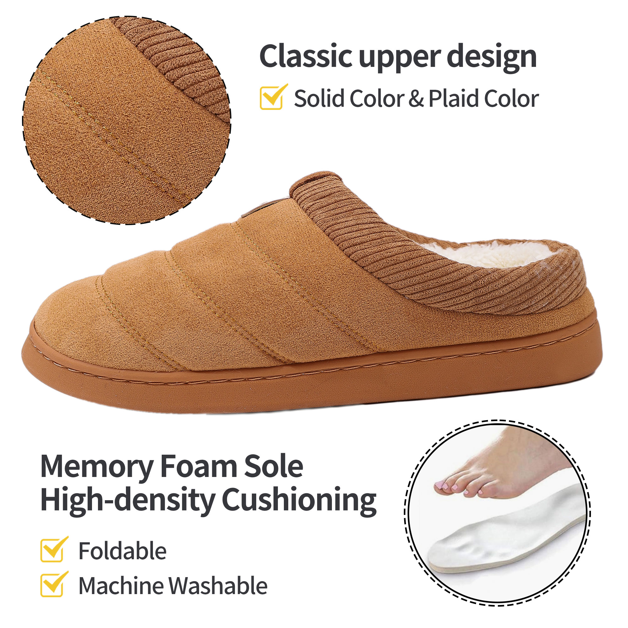 Ecetana Men's Memory Foam Scuff Slippers photo 4