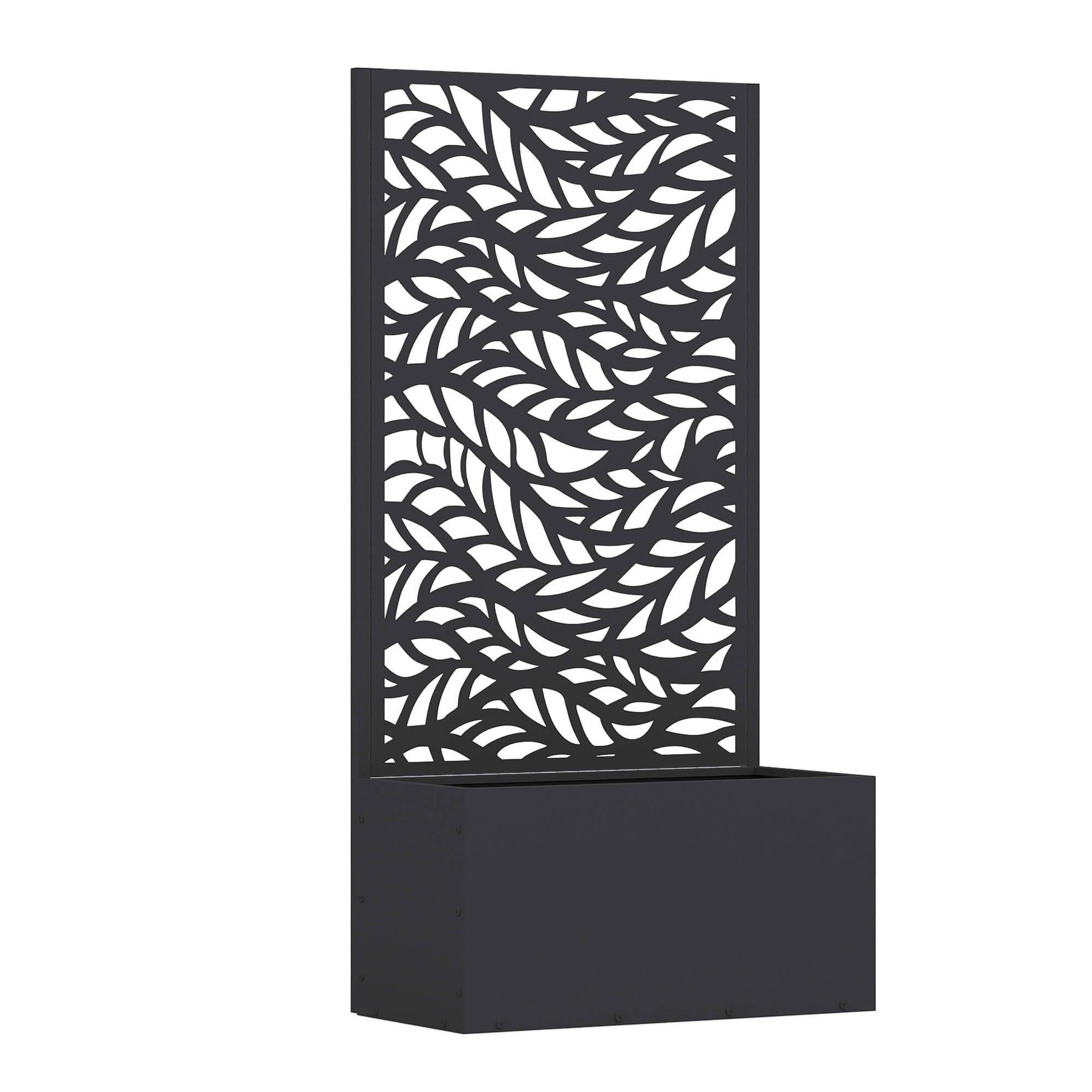 MAYEERTY 47x24x12 Inch Black Metal Planter Box with Trellis for Outdoor Garden & Patio