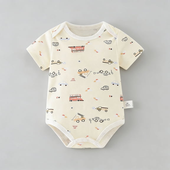 Jamicy Toddler Romper for Baby Girls & Boys, Newborn Onesies Summer Cute Print Baby Clothes Short Sleeved Jumpsuit