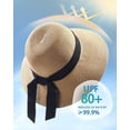 thumbnail image 2 of Sombrero de paja FURTALK para mujer, playa, sol, UV, UPF 80+, plegable, color caqui, 2 of 8