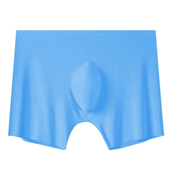 Men Breathable Ice Silk Underwear Silver Lon Style Briefs Soft Comfortable Fit Wicking Lightweight Stretch, XL, Blue