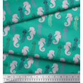 thumbnail image 2 of Soimoi Rayon Fabric Jellyfish & Seahorse Ocean Print Sewing Fabric Yard 42 Inch Wide, 2 of 3