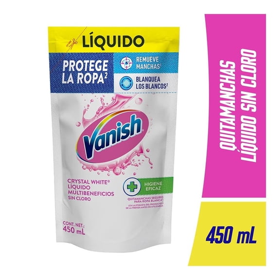 Quitamanchas Vanish Crystal White líquido para ropa blanca 450 ml
