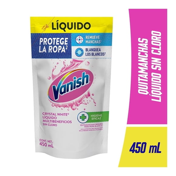 Quitamanchas Vanish Crystal White líquido para ropa blanca 450 ml