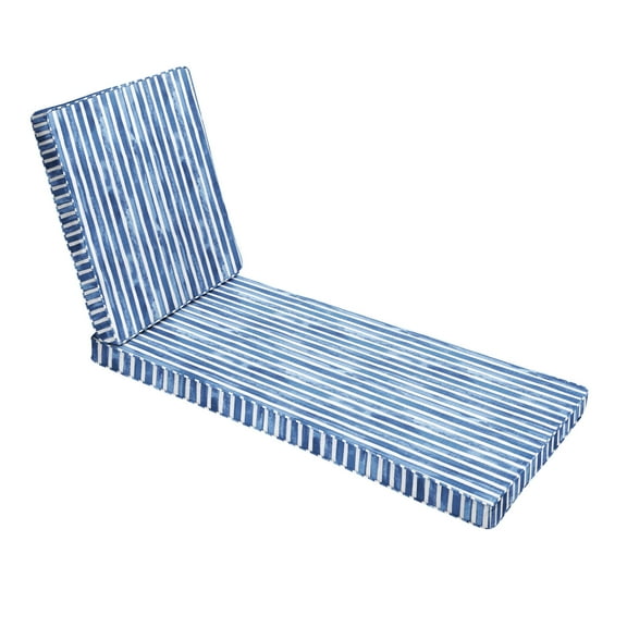 Sorra Home  Blue and White Stripe Indoor/Outdoor Corded Chaise Lounge Cushion 79 x 25 x 3 - Nelson Commodore Blue