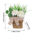 thumbnail image 5 of Pebbuoy Hydrangea Rattan Flower Basket Wreath Bowknot Indoor Outdoor Window Front Door Wall Hanging Artificial Flower Spring Summer Farmhouse Decoration, 5 of 6