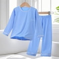 thumbnail image 2 of Bovxnpu Girls' Pajama Sets 2 Piece Lounge Sets Kids Long Sleeve Top Elastic Waist Pants Crew Neck Loungewear 2 Piece Outfits Sets Summer 2 Piece Outfits, 2 of 6