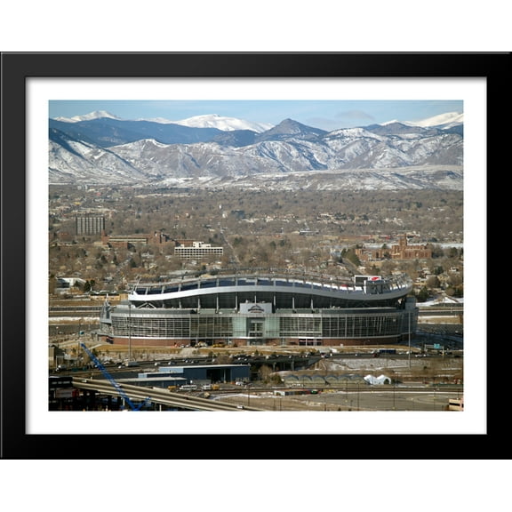 Sports Authority Field at Mile High 36x28 Large Black Wood Framed Print Art - Home of the Denver Broncos