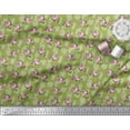 thumbnail image 2 of Soimoi Vert Tissu Popeline de Coton Feuilles & Roses Grandiflora Tissu Imprimé Floral par la Cour 56 Pouces de Large, 2 of 5