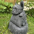 thumbnail image 2 of Estatua de bulldog francés Decoración de jardín Signo de bienvenida Adorno artesanal de resina Escultura para interiores y exteriores,11 Feliz Sencillez, 2 of 5