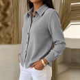 thumbnail image 5 of GUACER Tops for Women Waffle Knit Long Sleeve Button Down Collared Button-Down Shirts, 5 of 7