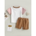 thumbnail image 4 of Coduop Toddler Baby Summer Outfit Set Short Sleeve T-shirt Tops + Rolled Cuff Shorts 2Pcs Set, 4 of 9