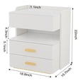 thumbnail image 5 of KISPATTI Night Stand, Small Nightstand with 3 Leather Drawers and Open Storage Shelf, Modern Bedside Table, Couch Nightstand for Small Spaces, Narrow End Tables for Bedroom, White, 5 of 6