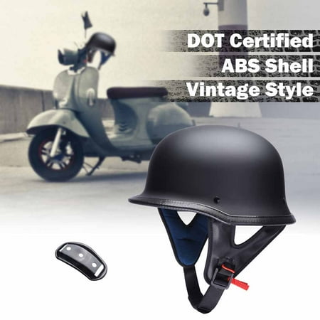 Yescom DOT German Style Motorcycle Half Helmet Open Face Cruiser Chopper Biker Scooter Vintage Matte Black (Best Motorcycle Half Helmet Review)