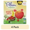 (4 pack) Plum Organics Applesauce Pouches, Strawberry Banana - 3.17 oz, 4 Pack